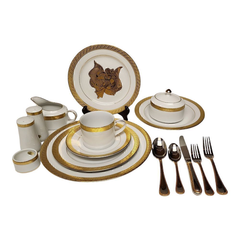 16 PCS Of Centurion Collection 9414 Pure Gold Decretive Discontinued Dinnerware